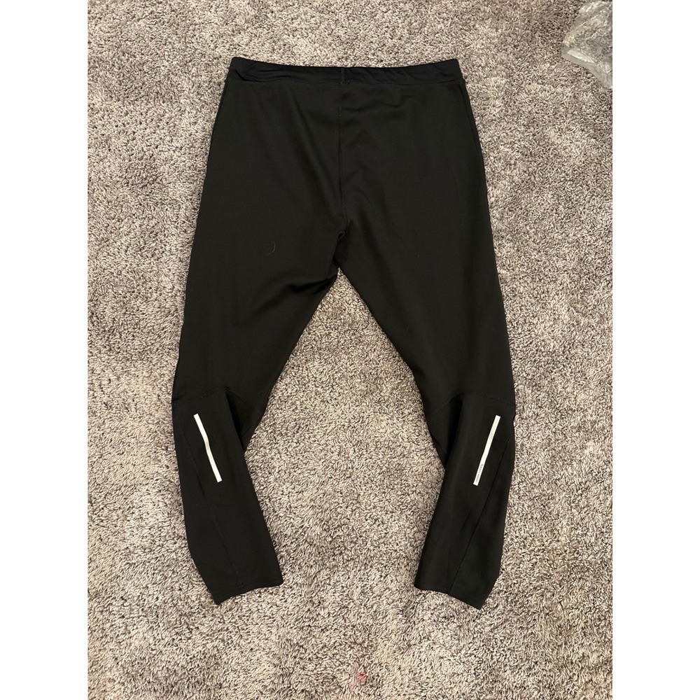 Adidas Climalite Mens Running Leggings Black Reflective Tights Size XL - Picture 1 of 4